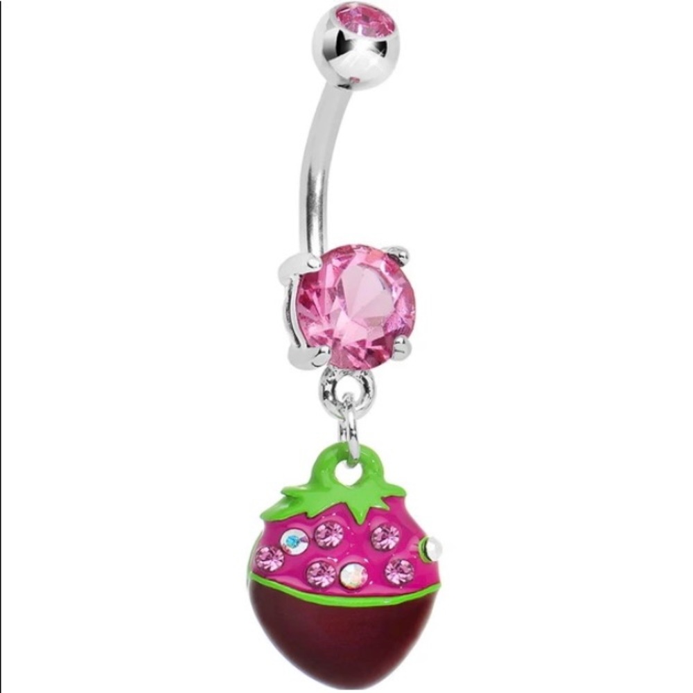 Chocolate Covered Strawberry Belly Ring Free Gift